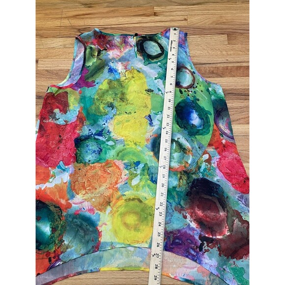 Lane Bryant Women's 14 Green Tank Polyester Tunic Hi-Low Hem Abstract Artsy Boho - Picture 4 of 9